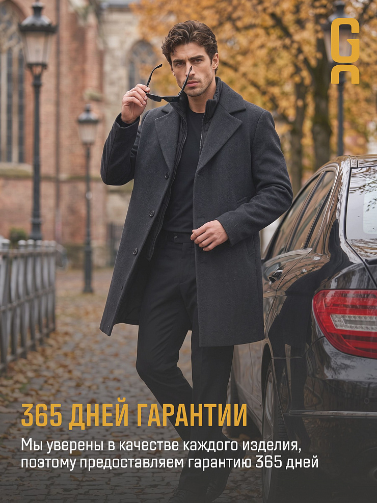 Пальто мужское осеннее GRIZMAN, черно-серое, модель 75854