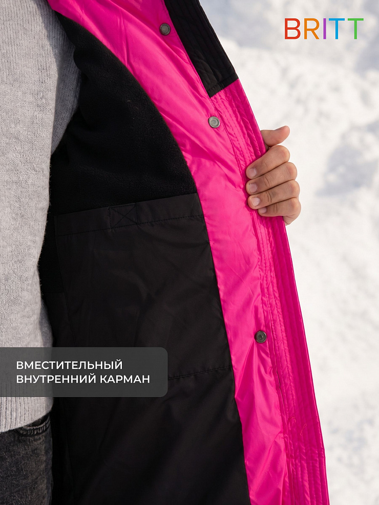 Куртка для девочки зимняя BRITT, черно-розовая, модель 65178