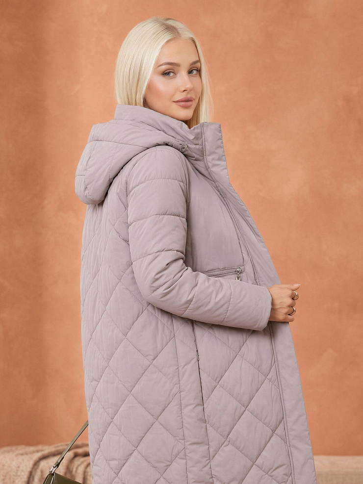 Пальто женское демисезонное LAWINTER, светлый капучино, модель 83462