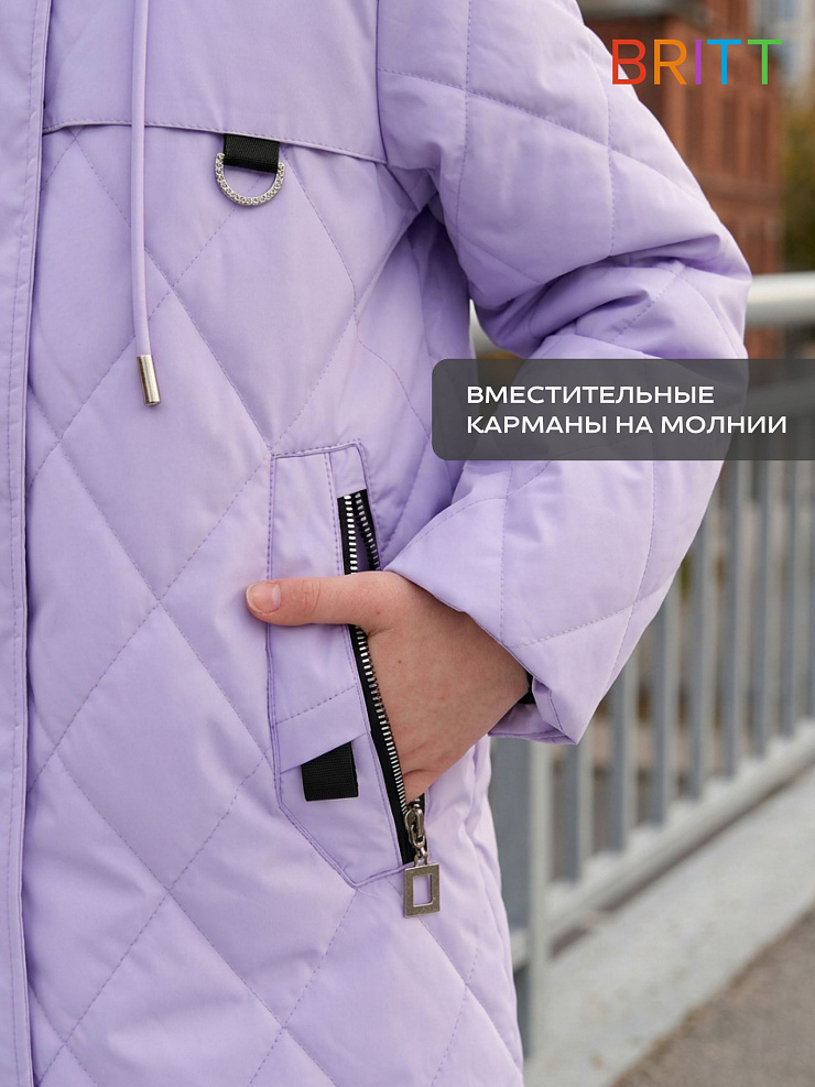 Куртка для девочки демисезонная BRITT, сиреневая, модель 63239