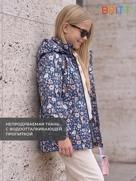 Куртка для девочки демисезонная BRITT, синяя, модель 64738