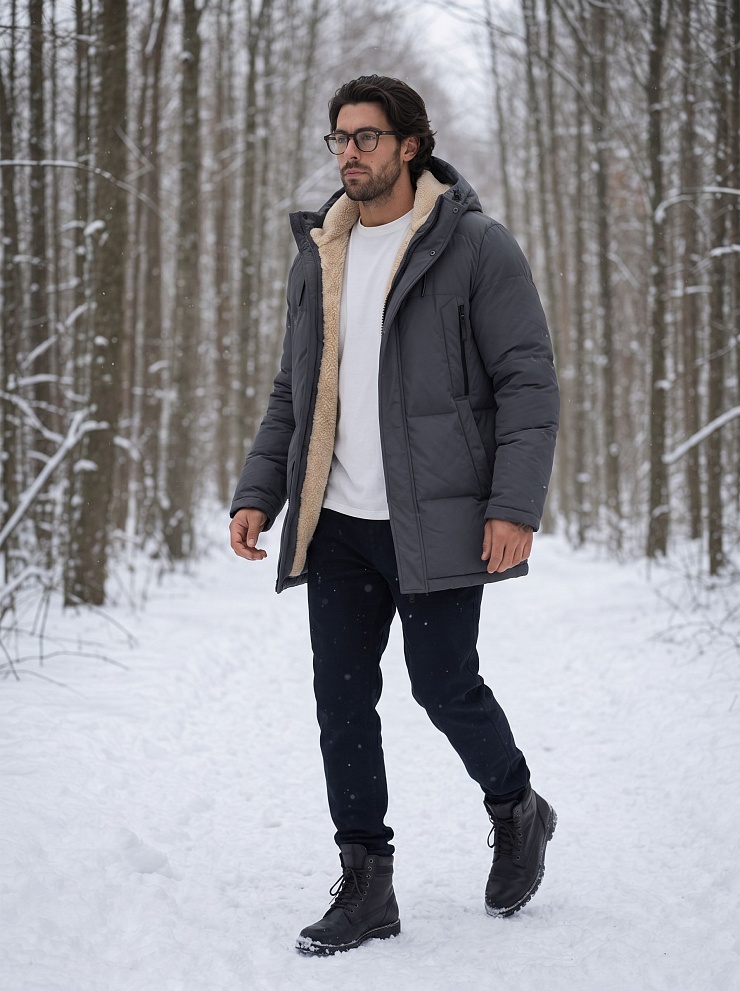 Пуховик мужской зимний GRIZMAN, темно-серый, модель 75192