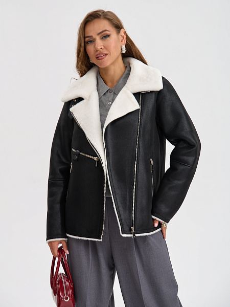 Дубленка LAWINTER  модель 3588, цвет Черно-белый