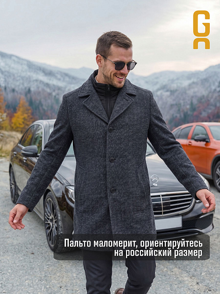 Пальто мужское осеннее GRIZMAN, темно-серое, модель 73931