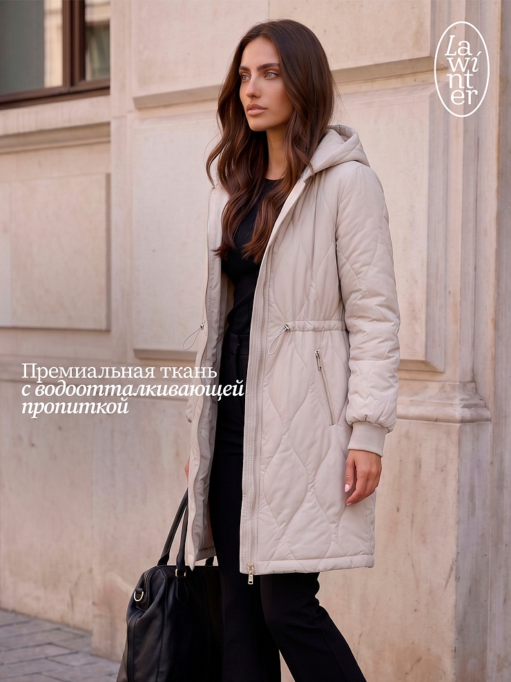 Пальто женское демисезонное LAWINTER, светло-серое, модель 83885