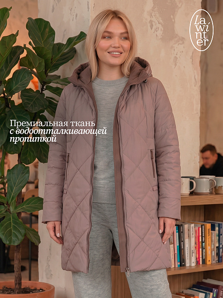Пальто женское демисезонное LAWINTER, светлый капучино, модель 8418