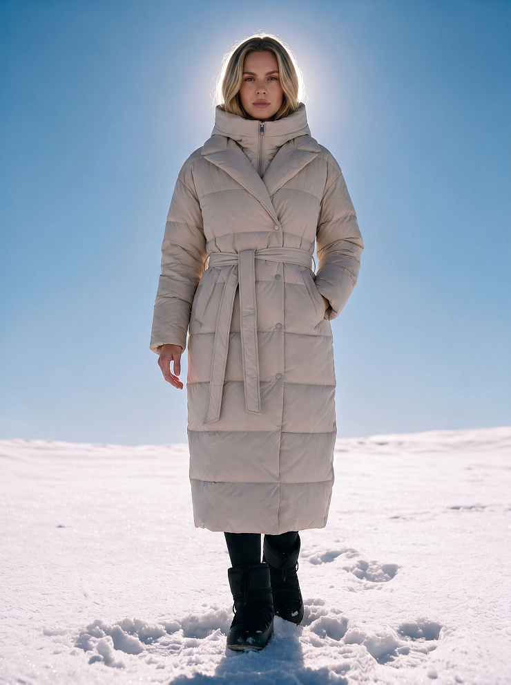 Пуховик женский зимний LAWINTER, молочный, модель 83451