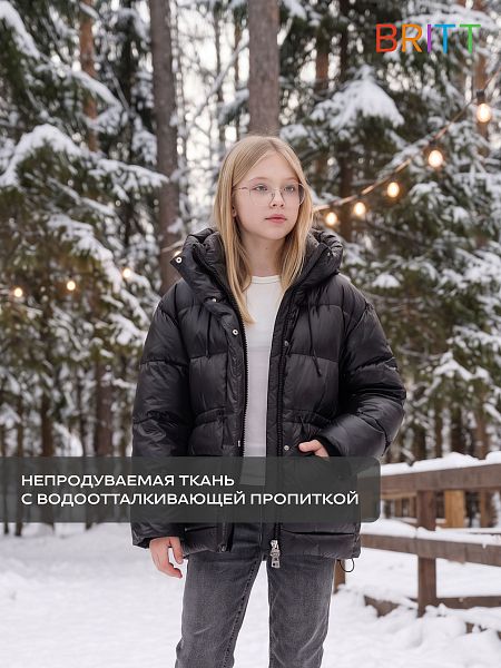Куртка для девочки зимняя BRITT, черная, модель 66858