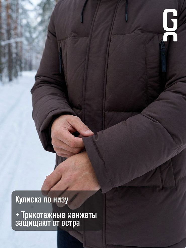 Пуховик мужской зимний GRIZMAN, коричневый, модель 75192