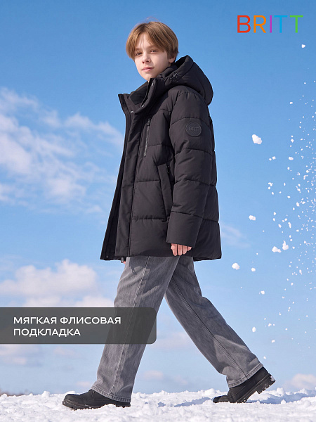 Куртка для мальчика зимняя BRITT, черная, модель 66597