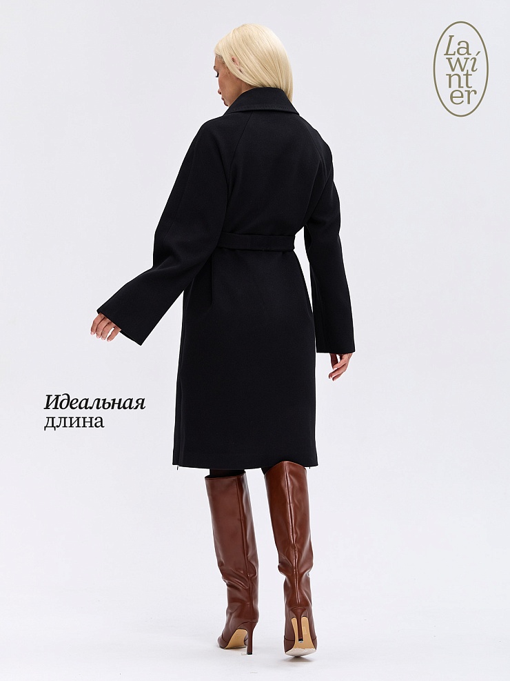 Пальто женское осеннее LAWINTER, черное, модель 84756