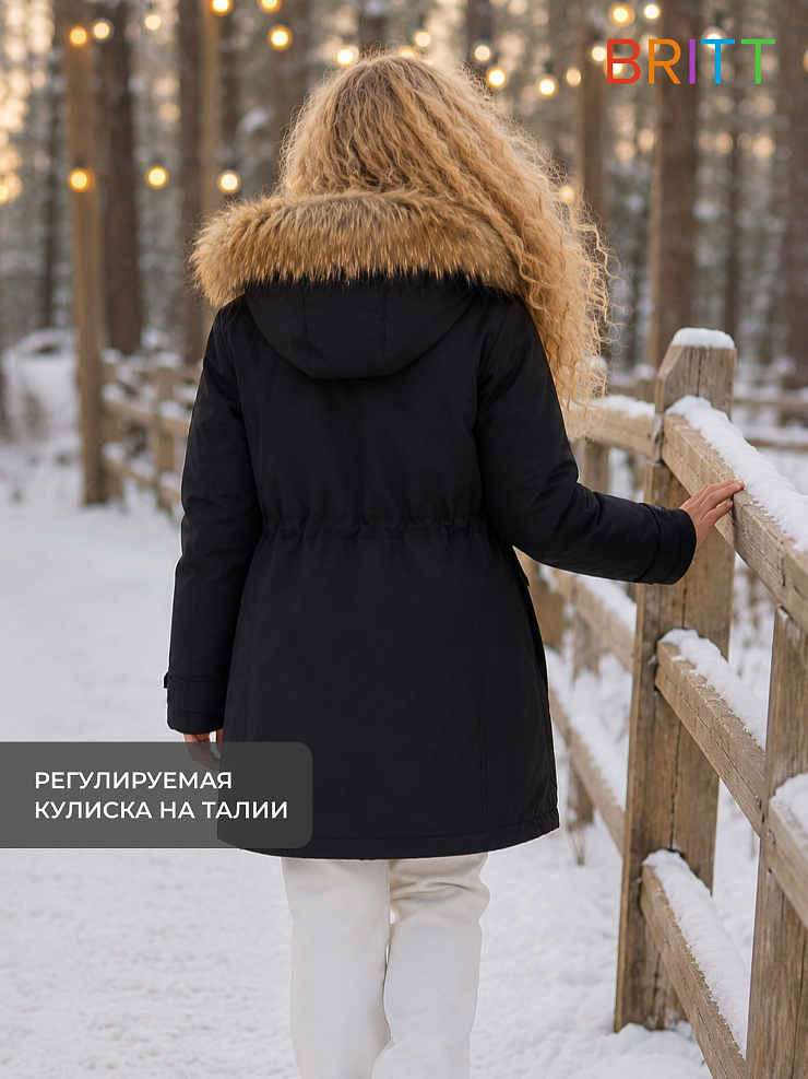 Куртка для девочки зимняя BRITT, черная, модель 65618