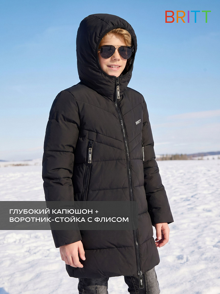 Куртка для мальчика зимняя BRITT, черная, модель 65522