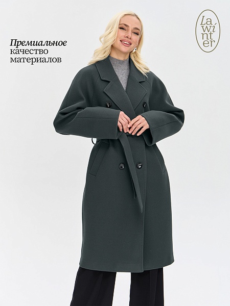 Пальто женское осеннее LAWINTER, зеленое, модель 84756
