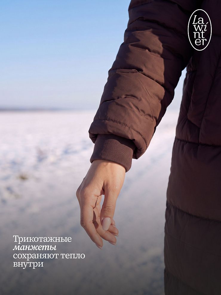 Пуховик женский зимний LAWINTER, коричневый, модель 86603