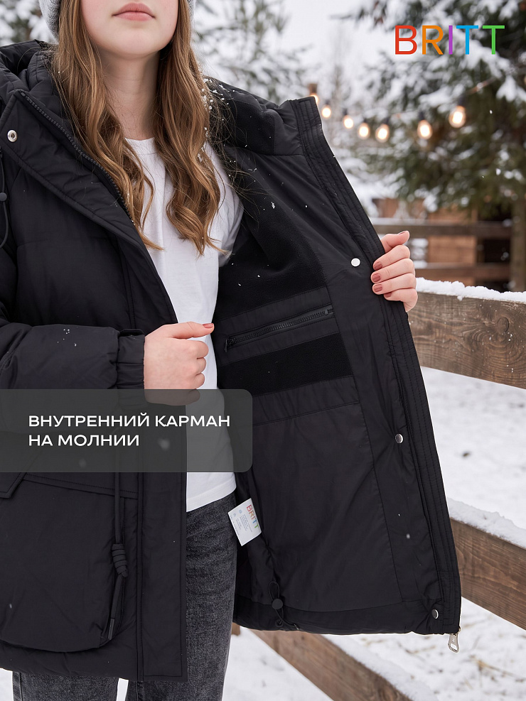 Куртка для девочки зимняя BRITT, черная, модель 66683