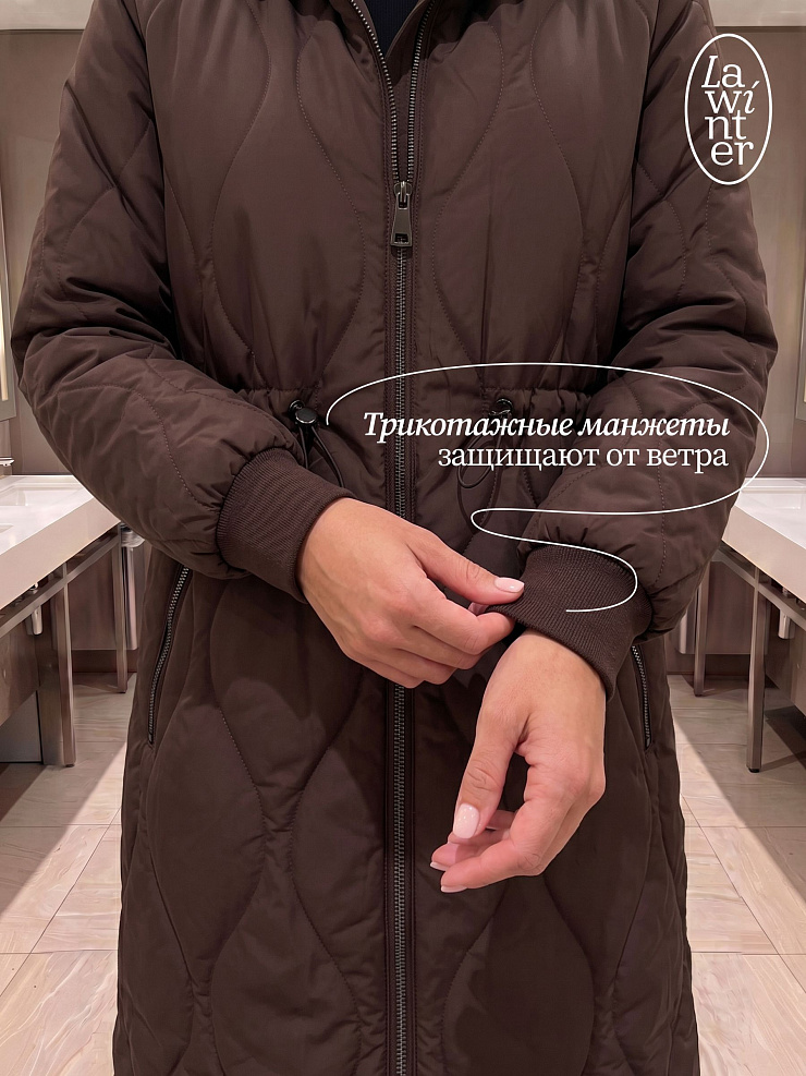 Пальто женское демисезонное LAWINTER, коричневое, модель 83885