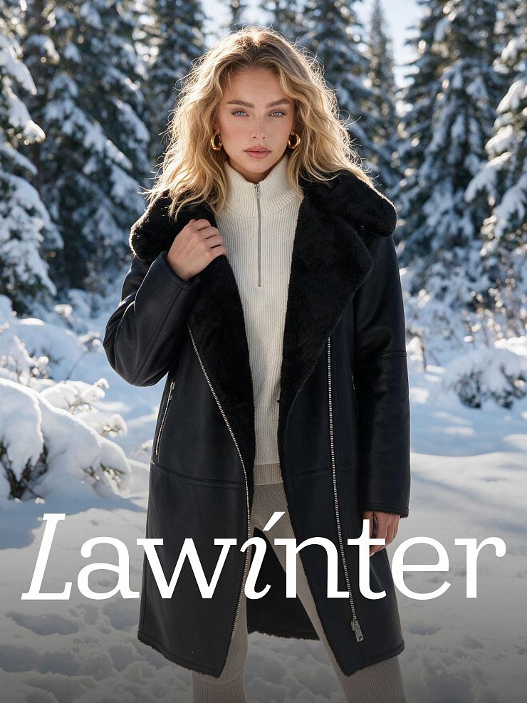 Дубленка женская зимняя LAWINTER, черная, модель 36427