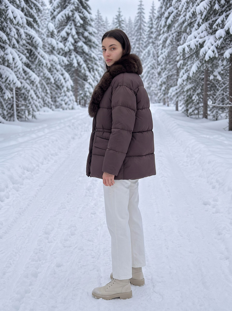 Куртка женская зимняя LAWINTER, коричневая, модель 86385