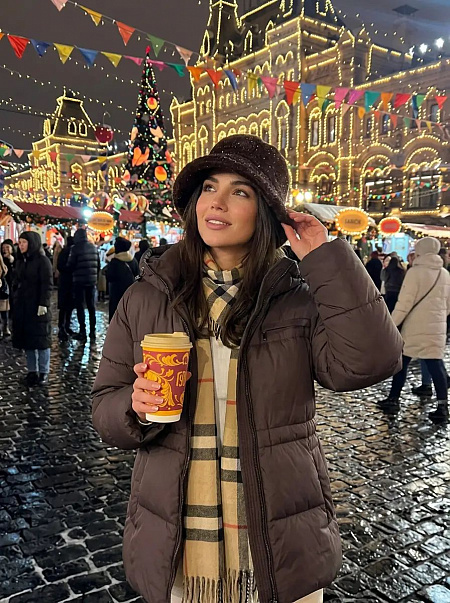 Куртка женская зимняя LAWINTER, коричневая, модель 8696